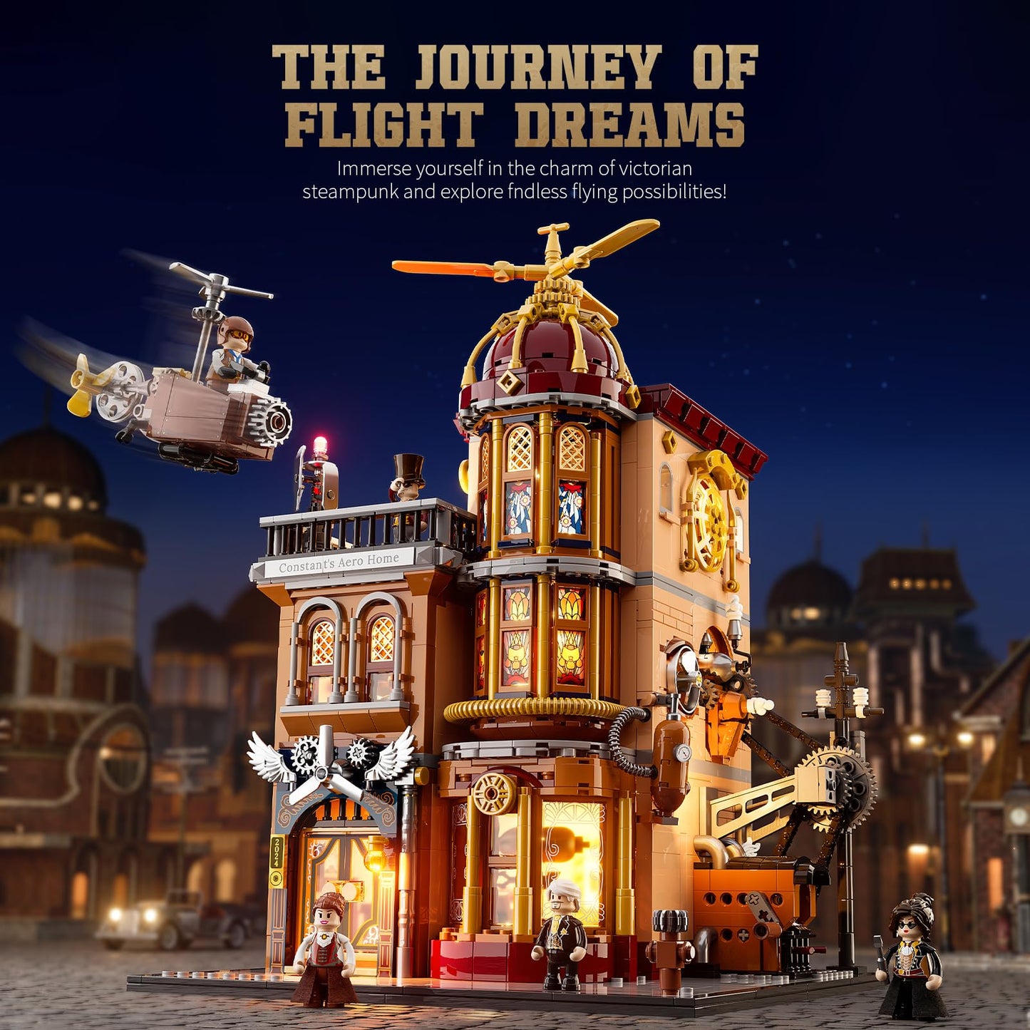 Lumibricks Steampunk Flying Club Lighting Bricks Set – 1871 Pcs for Adults