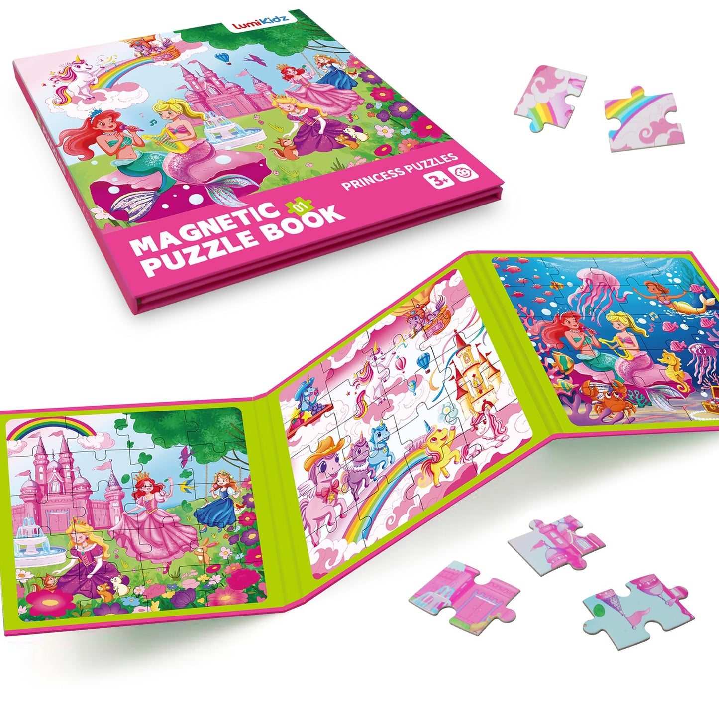 Lumikidz Magnetic Unicorn Mermaid Puzzle — 20-Piece Travel Toy for Ages 3–6
