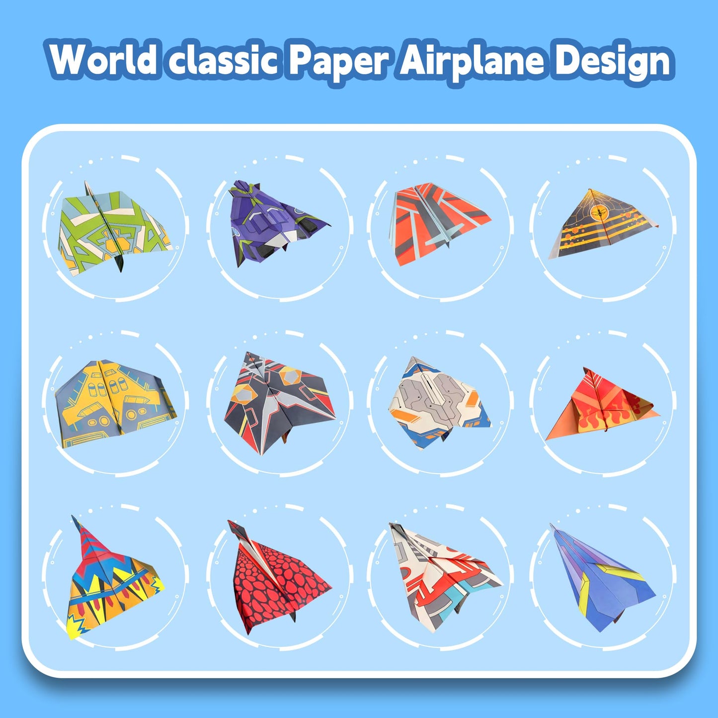 Lumikidz Paper Airplane Kits – 12 Classic Origami Designs, 36 Sheets | STEM Fun for Kids 5-12