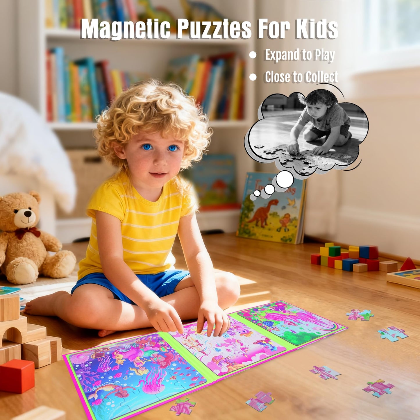 Lumikidz Magnetic Unicorn Mermaid Puzzle — 20-Piece Travel Toy for Ages 3–6