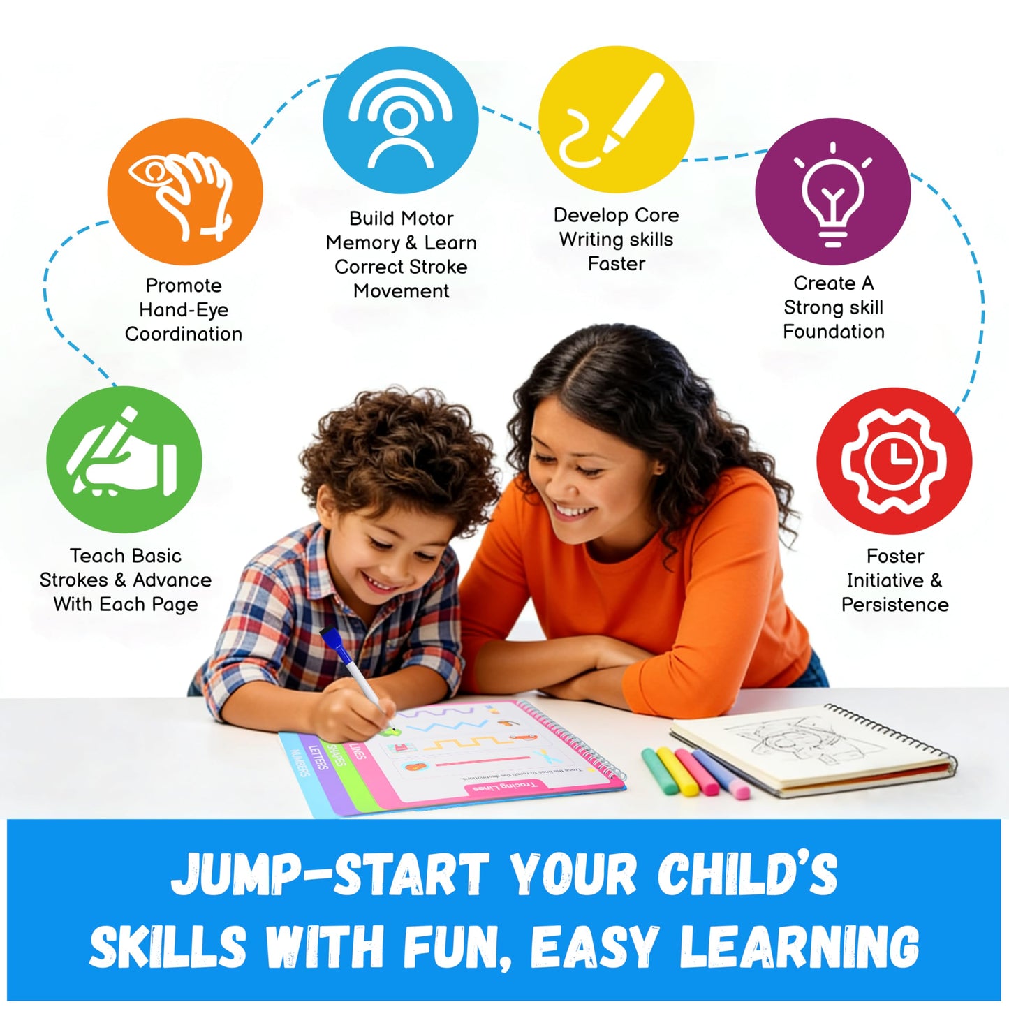 Lumikidz Preschool Learning Activities – Toddler Handwriting Practice & Tracing Books for Ages 3-5 | Montessori Busy Book