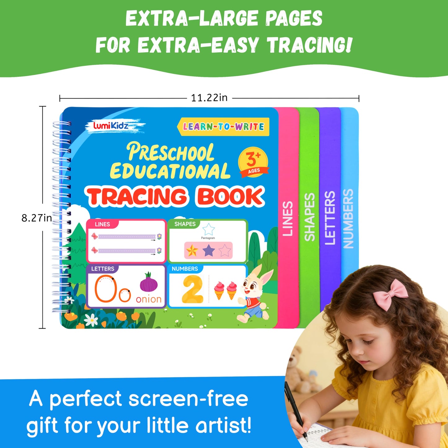 Lumikidz Preschool Learning Activities – Toddler Handwriting Practice & Tracing Books for Ages 3-5 | Montessori Busy Book