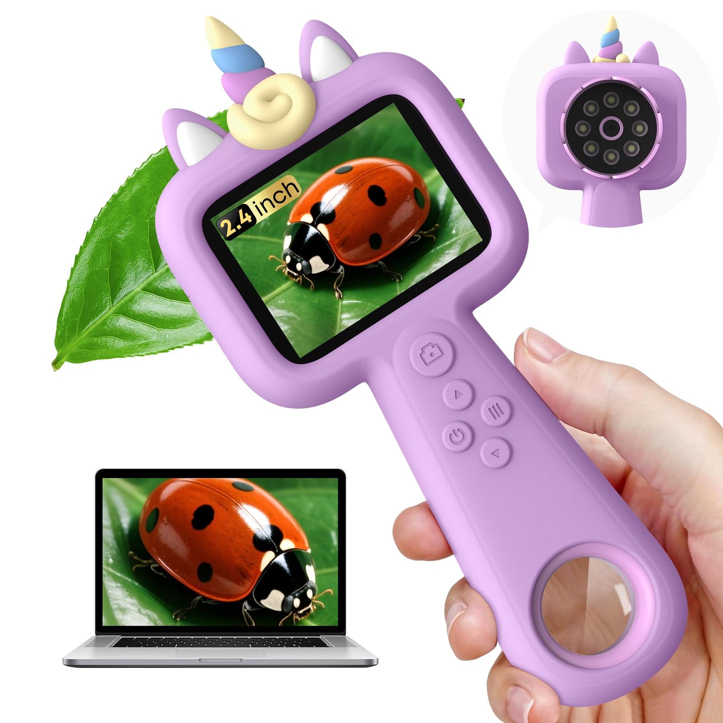 Lumiscp Kids Microscope - 2.4-Inch Pocket Digital Scope 600X-4800X