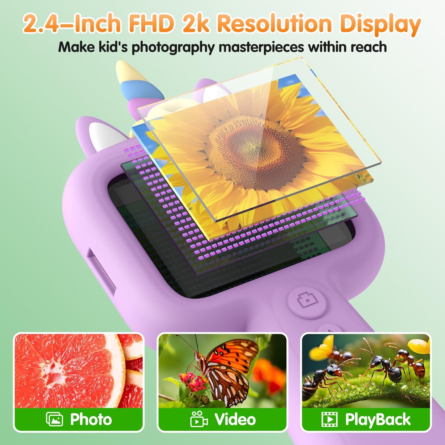 Lumiscp Kids Microscope - 2.4-Inch Pocket Digital Scope 600X-4800X