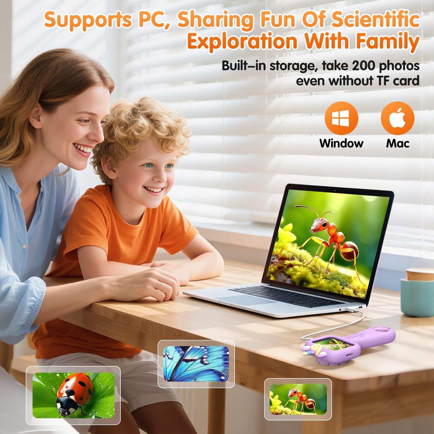 Lumiscp Kids Microscope - 2.4-Inch Pocket Digital Scope 600X-4800X