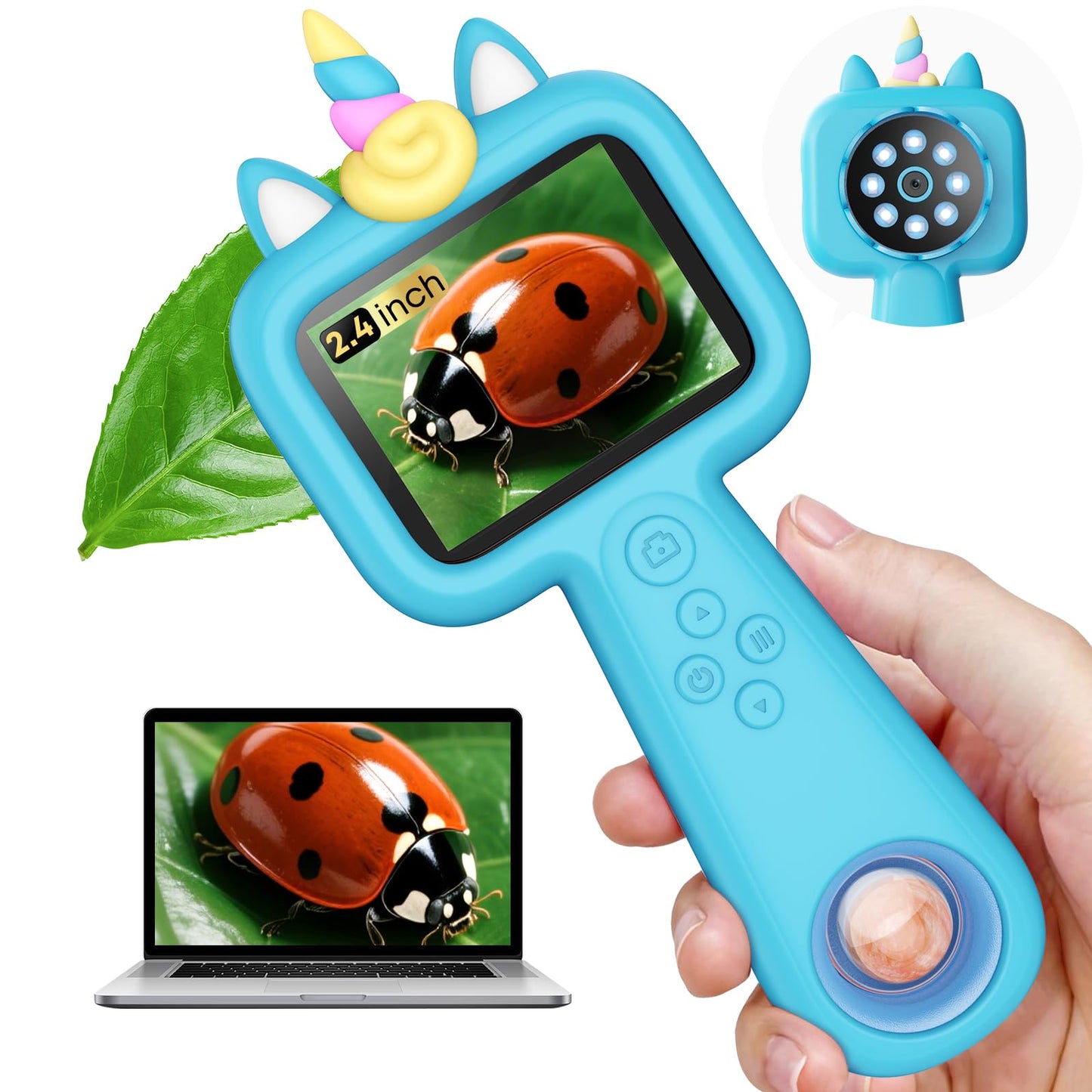 Lumiscp Pocket Microscope for Kids – 2.4-Inch Screen, 600x-4800x Magnification, Portable STEM Toy