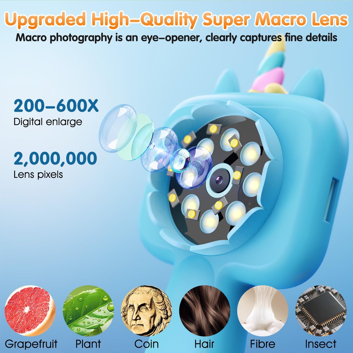 Lumiscp Pocket Microscope for Kids – 2.4-Inch Screen, 600x-4800x Magnification, Portable STEM Toy