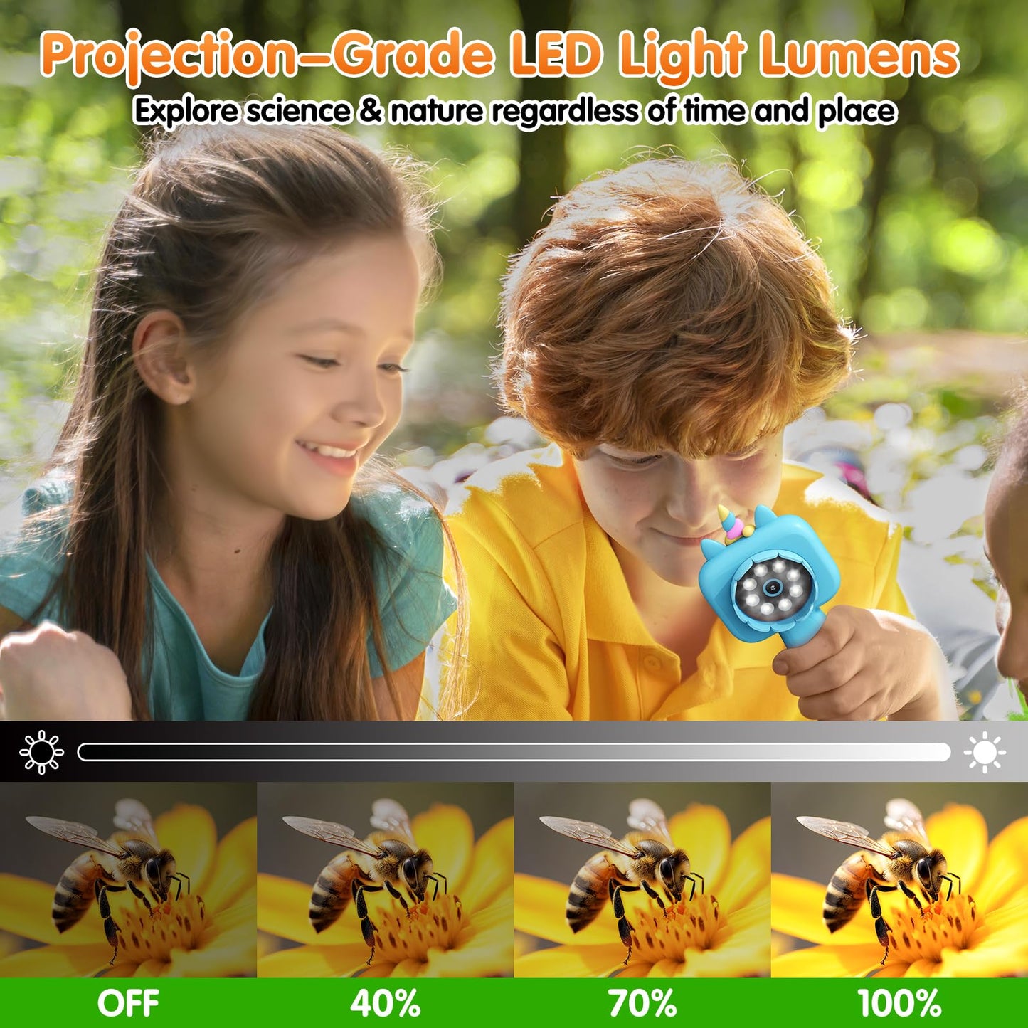 Lumiscp Pocket Microscope for Kids – 2.4-Inch Screen, 600x-4800x Magnification, Portable STEM Toy