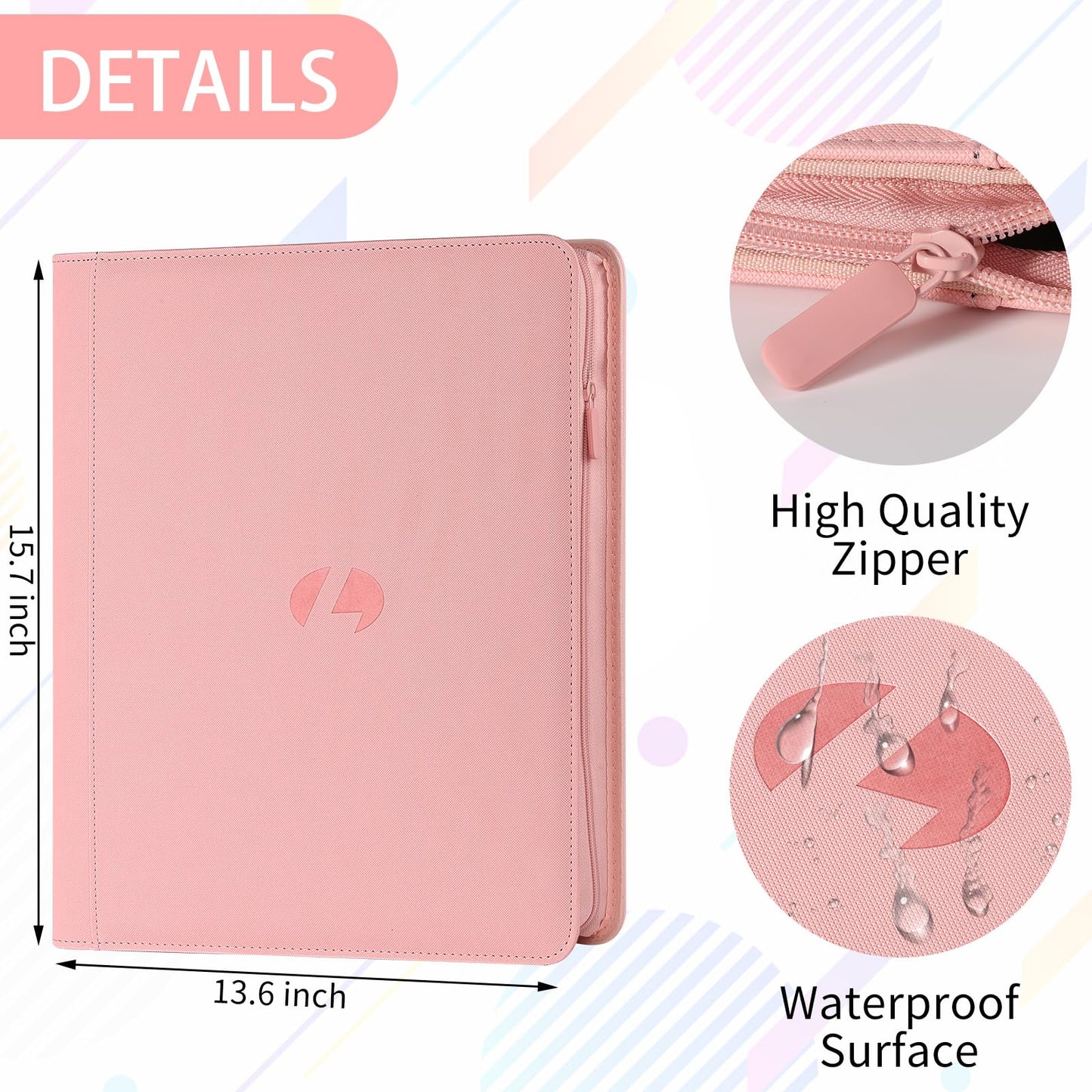 LUNNSHO Toploader Binder - 288 Cards, 9-Pocket, 3x4in Toploaders, Pink