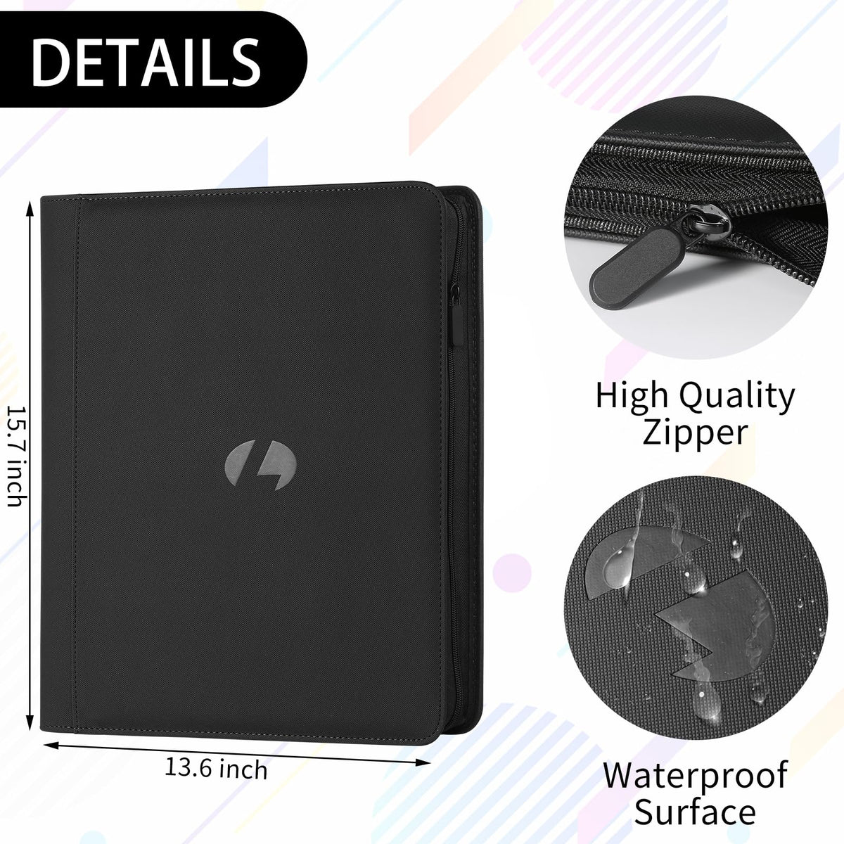 LUNNSHO Toploader Binder – Holds 288 Toploaders, 9-Pocket Double-Sided Card Binder (Black)