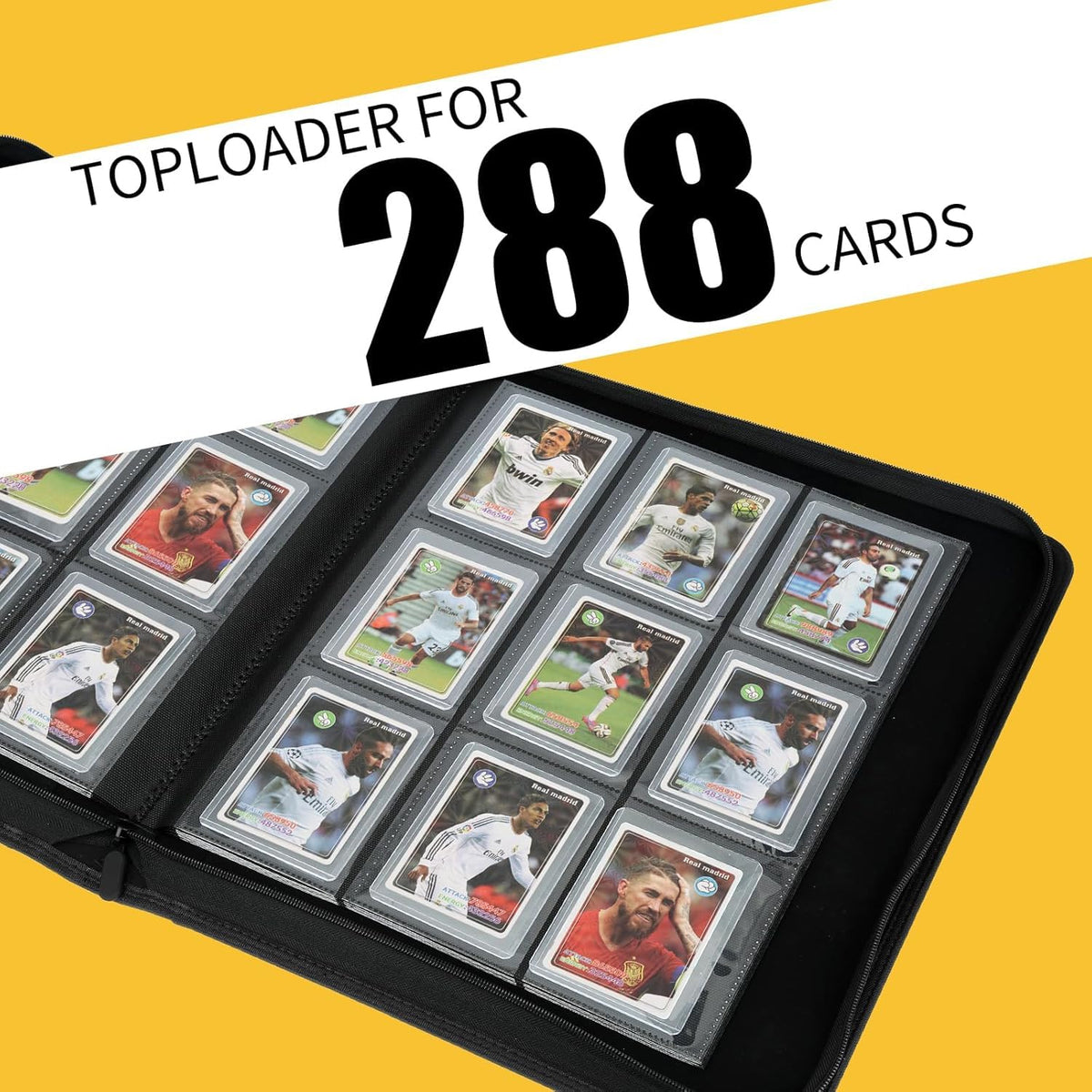 LUNNSHO Toploader Binder – Holds 288 Toploaders, 9-Pocket Double-Sided Card Binder (Black)