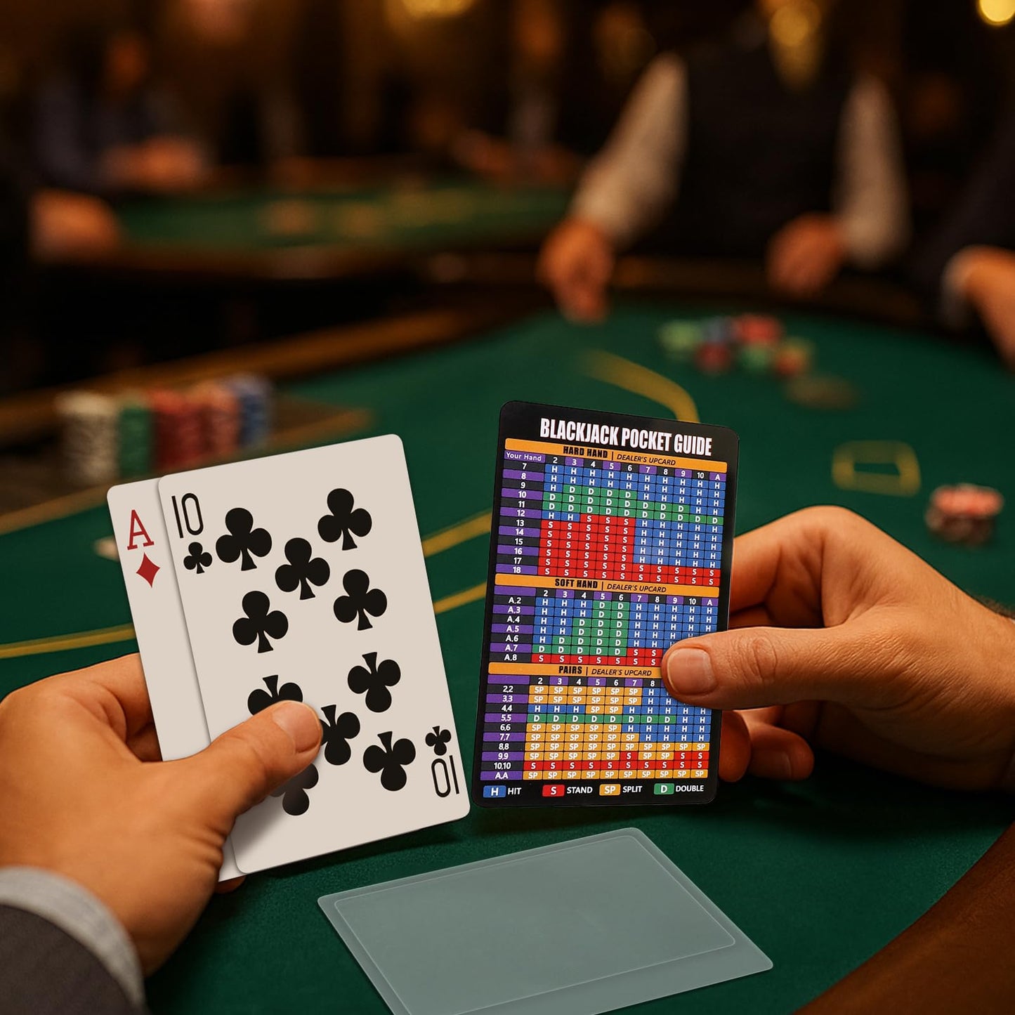 Lunorvexia 9-Pack Double-Sided Poker & Blackjack Strategy Cards | Casino-Ready Quick Reference