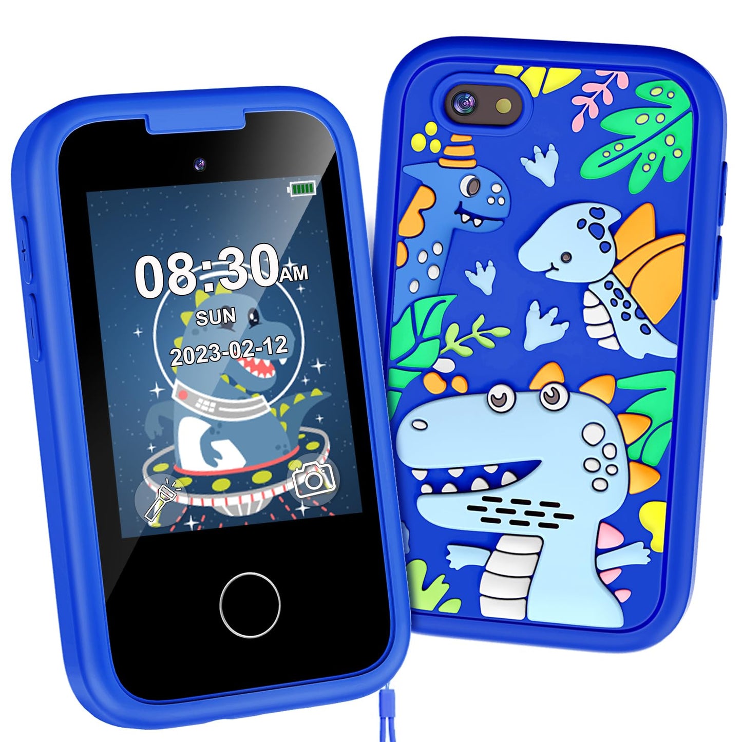Luoba Kids Phone - 2.8" Touchscreen Toy with Dual Camera, 8GB, Blue
