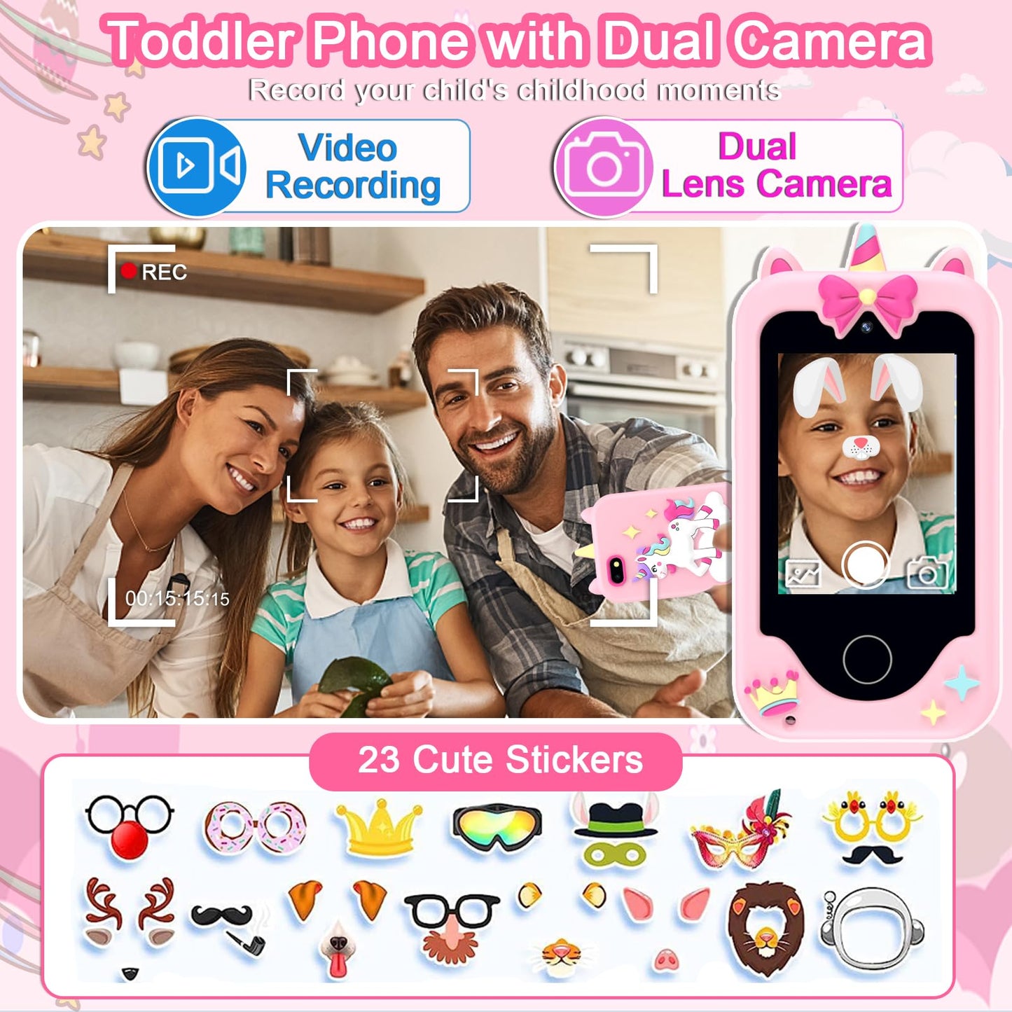 Luoba Kids Phone Toy – 2.8in Touchscreen Smartphone for Kids with Camera, Games & Music (8GB Card)