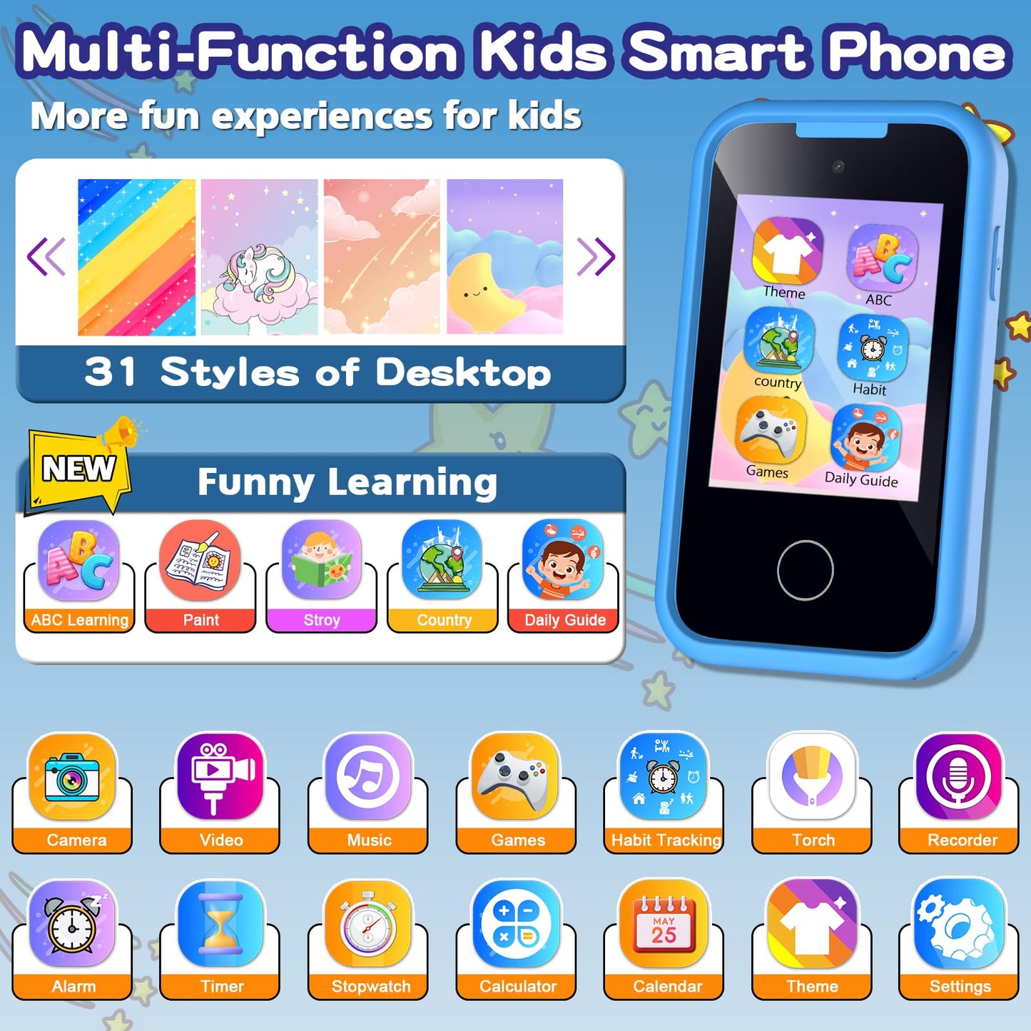 Luoba Kids Phone Toy – 2.8-Inch Touchscreen Smartphone for Ages 3-8