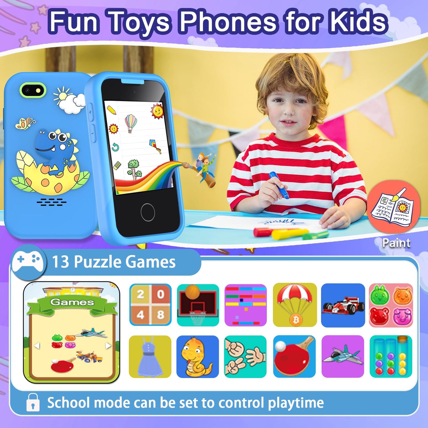 Luoba Kids Phone Toy – 2.8-Inch Touchscreen Smartphone for Ages 3-8