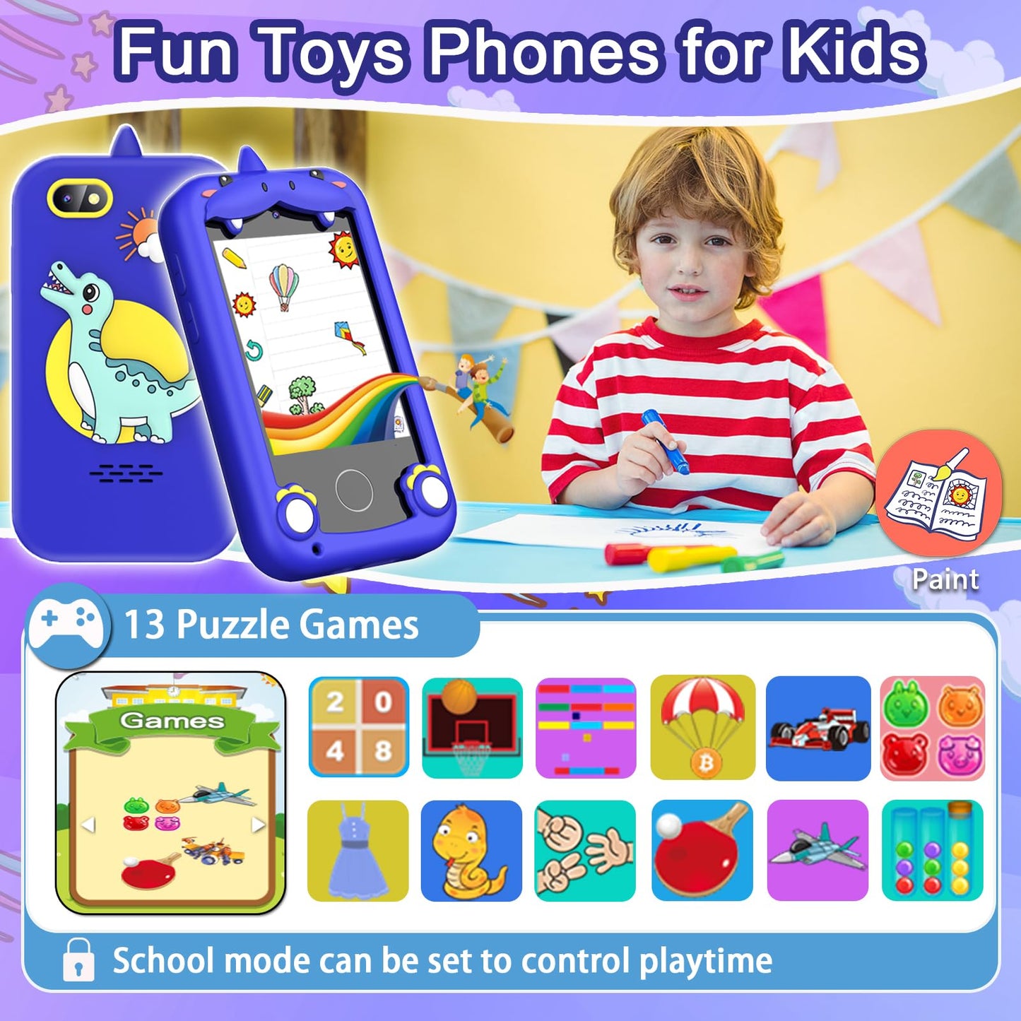 Luoba Kids Phone - Touchscreen Learning Smartphone for Ages 3-10 with Camera, Games & Music