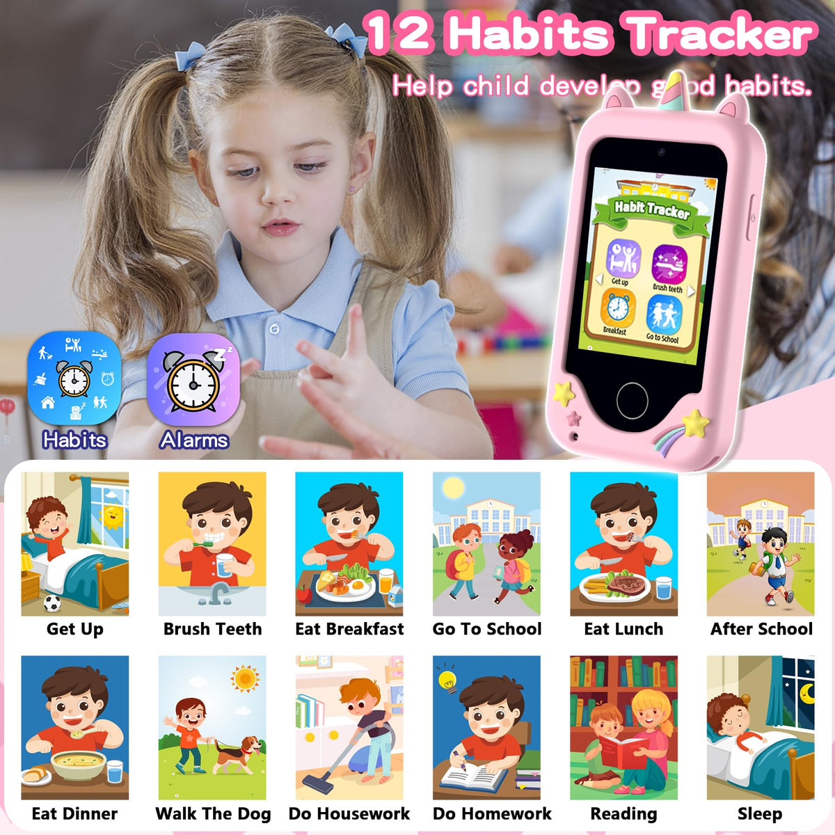 Luoba Kids Phone for Girls & Boys - 2.8-Inch Touchscreen Learning Toy with Camera, 8GB, 3-10 Years