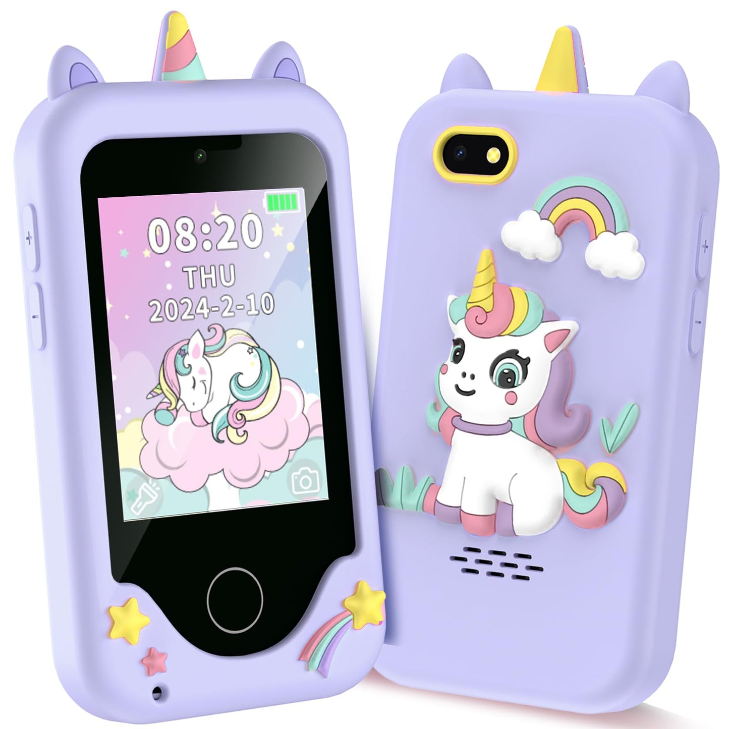 Luoba Kids Smart Phone Toy – 2.8-Inch Touchscreen, Dual Cameras, 8GB Card, Games & Music