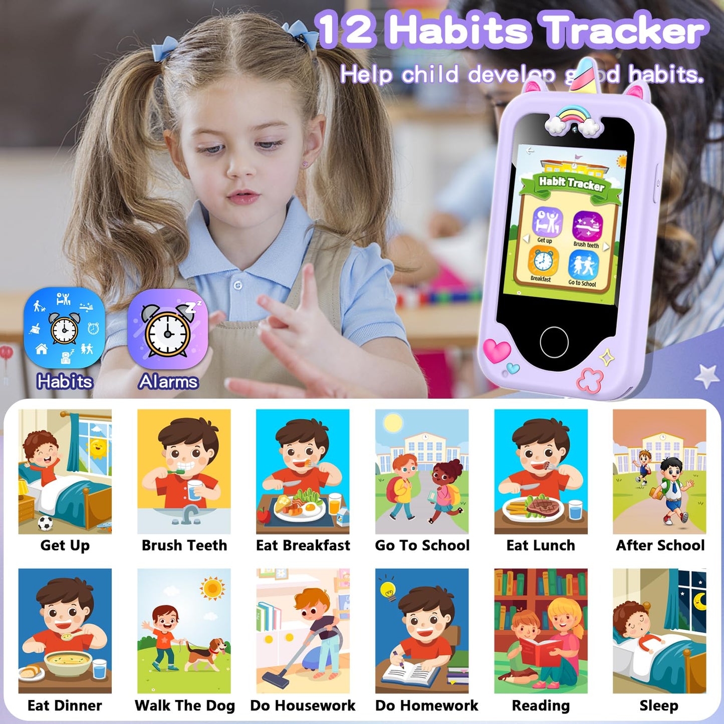 Luoba Kids Smart Phone for Girls – 2.8-inch Touchscreen Learning Toy with Dual Camera, 8GB, Gift for Ages 3–10