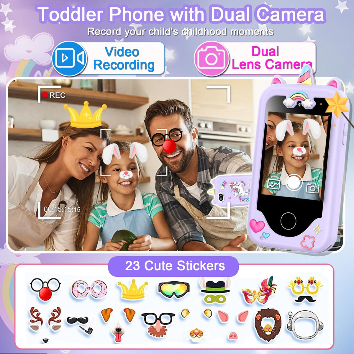 Luoba Kids Smart Phone for Girls – 2.8-inch Touchscreen Learning Toy with Dual Camera, 8GB, Gift for Ages 3–10