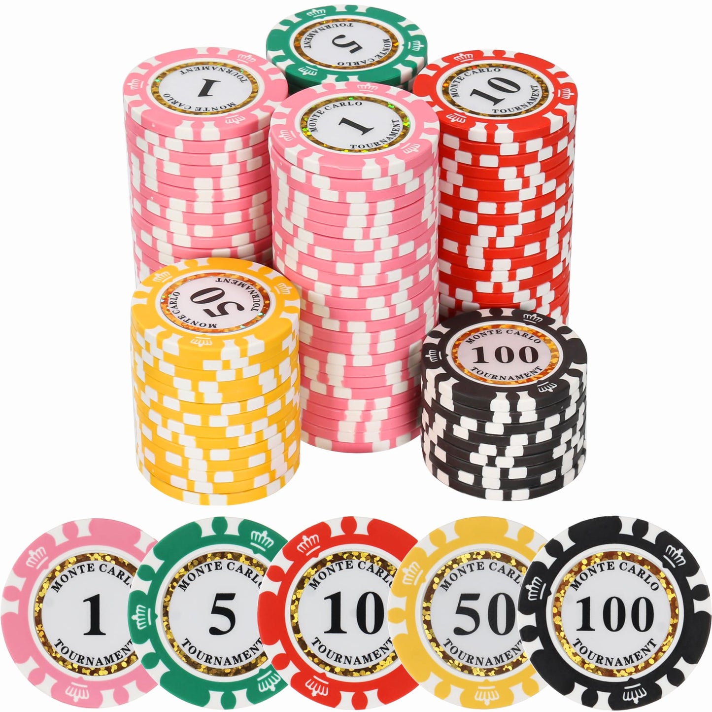 LUOBAO 125pcs Clay Poker Chips Set - 14g, 40mm, Monte Carlo European Design