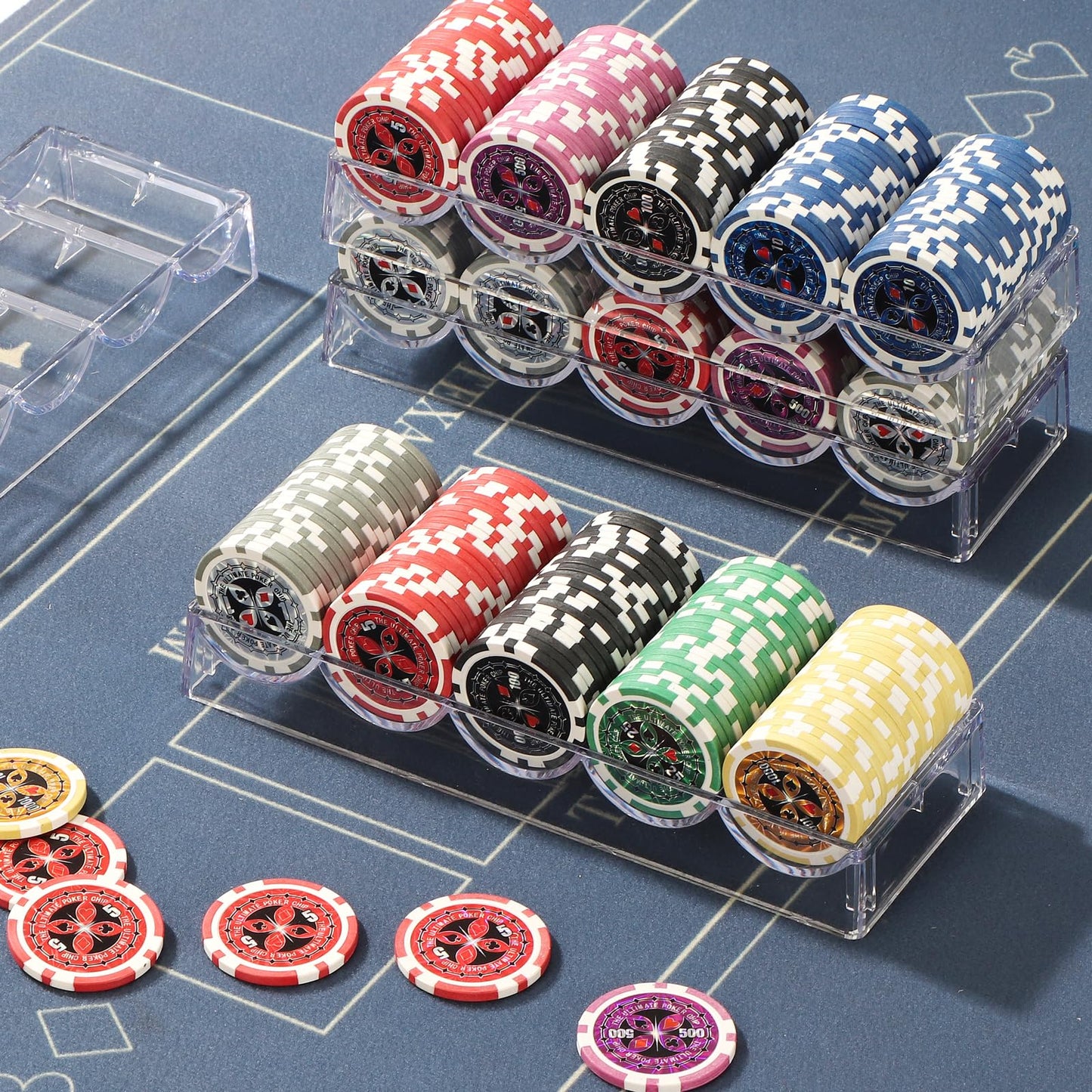 LUOBAO Acrylic Poker Chip Tray – Clear 100-Chip Organizer for Hold’em & Blackjack