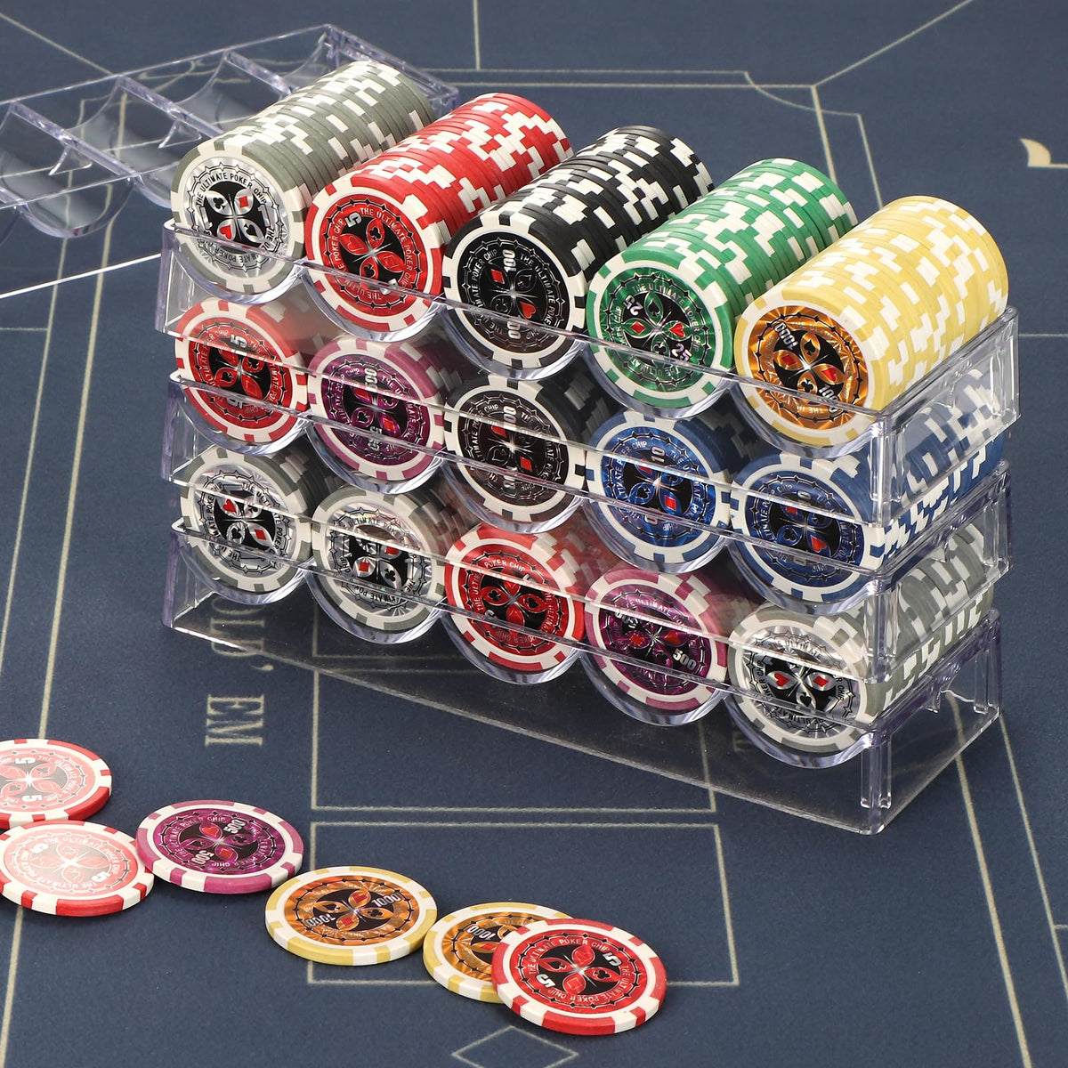 LUOBAO Acrylic Poker Chip Tray Rack – Clear 100-Chip Organizer for Poker, Texas Hold’em & Blackjack