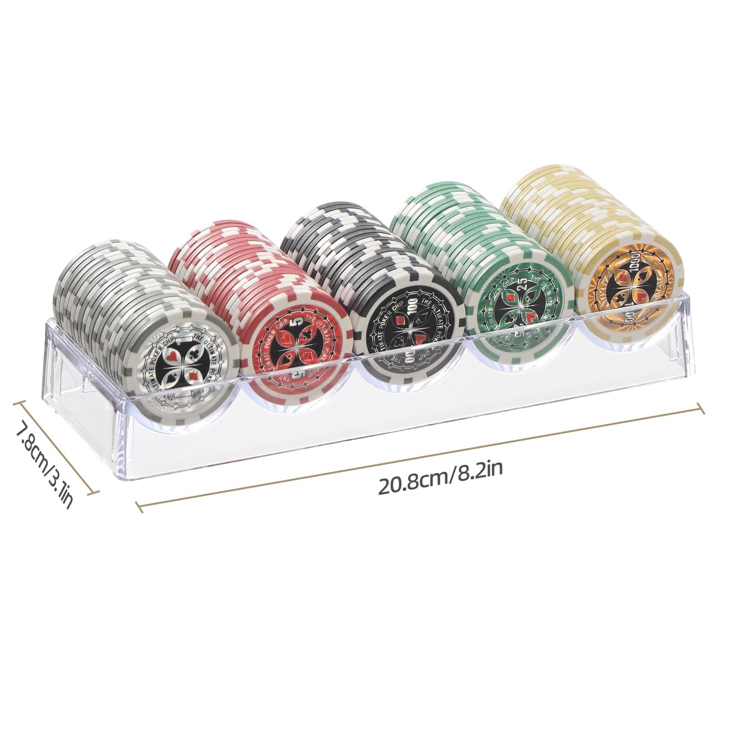 LUOBAO Acrylic Poker Chip Tray – Clear 100-Chip Organizer for Hold’em & Blackjack