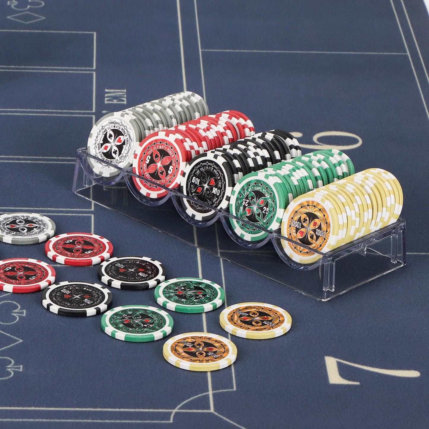 LUOBAO Acrylic Poker Chip Tray – Clear 100-Chip Organizer for Hold’em & Blackjack
