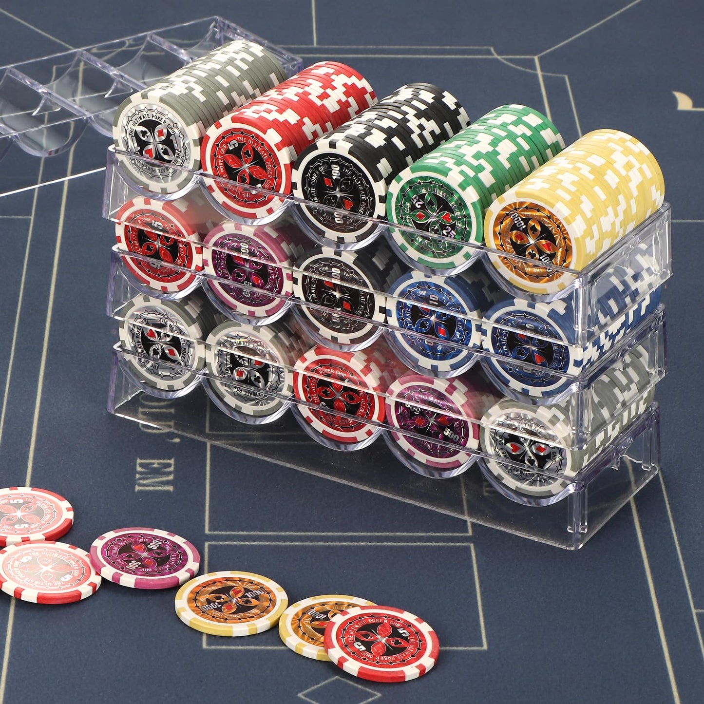 LUOBAO Acrylic Poker Chip Tray – Clear 100-Chip Organizer for Hold’em & Blackjack