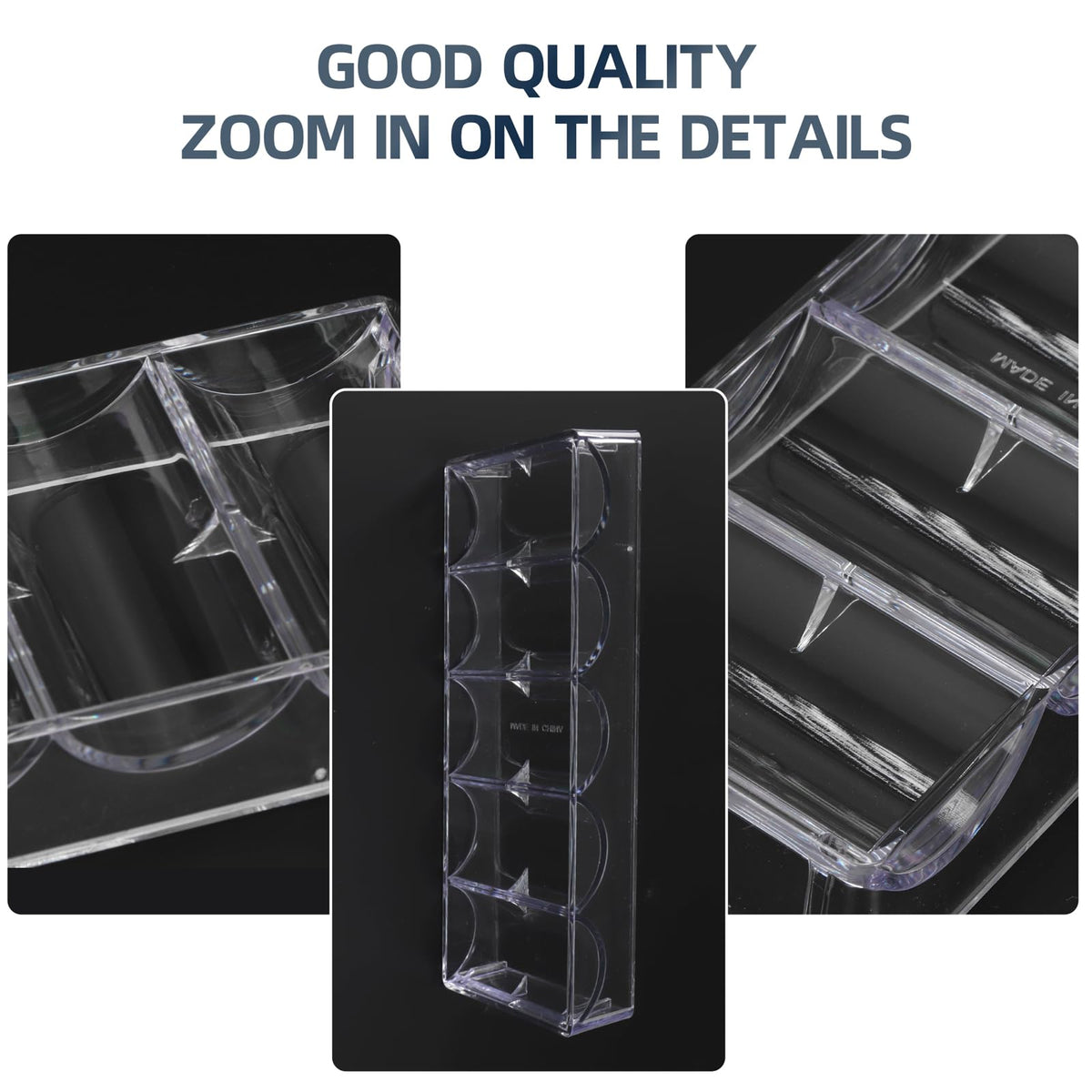 LUOBAO Acrylic Poker Chip Tray Rack – Clear 100-Chip Organizer for Poker, Texas Hold’em & Blackjack