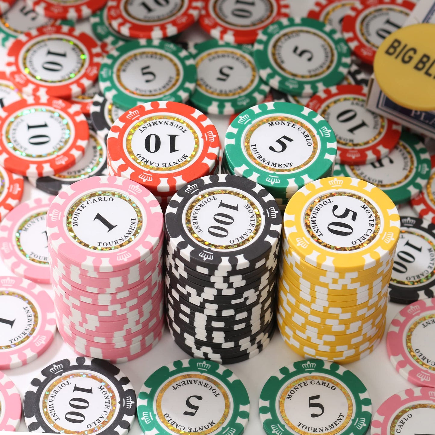 LUOBAO 125pcs Clay Poker Chips Set - 14g, 40mm, Monte Carlo European Design
