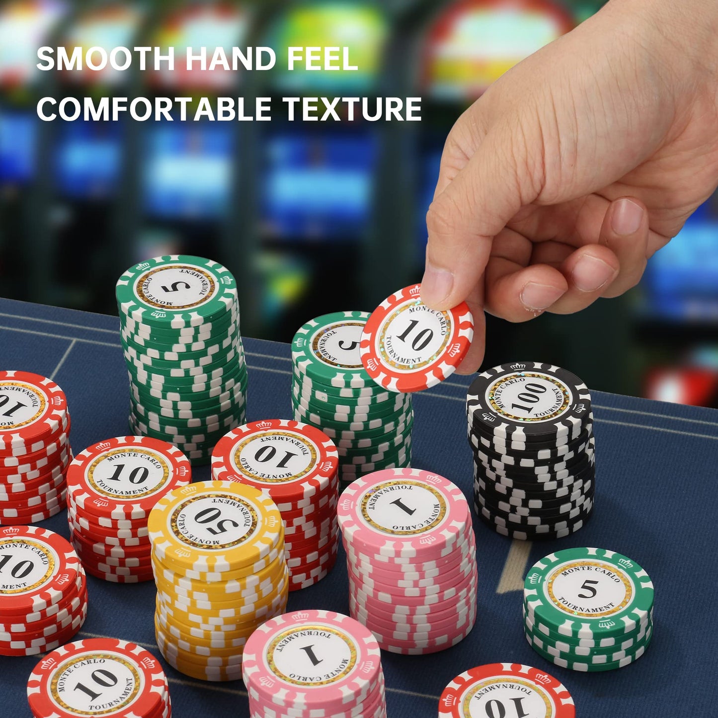 LUOBAO 125pcs Clay Poker Chips Set - 14g, 40mm, Monte Carlo European Design