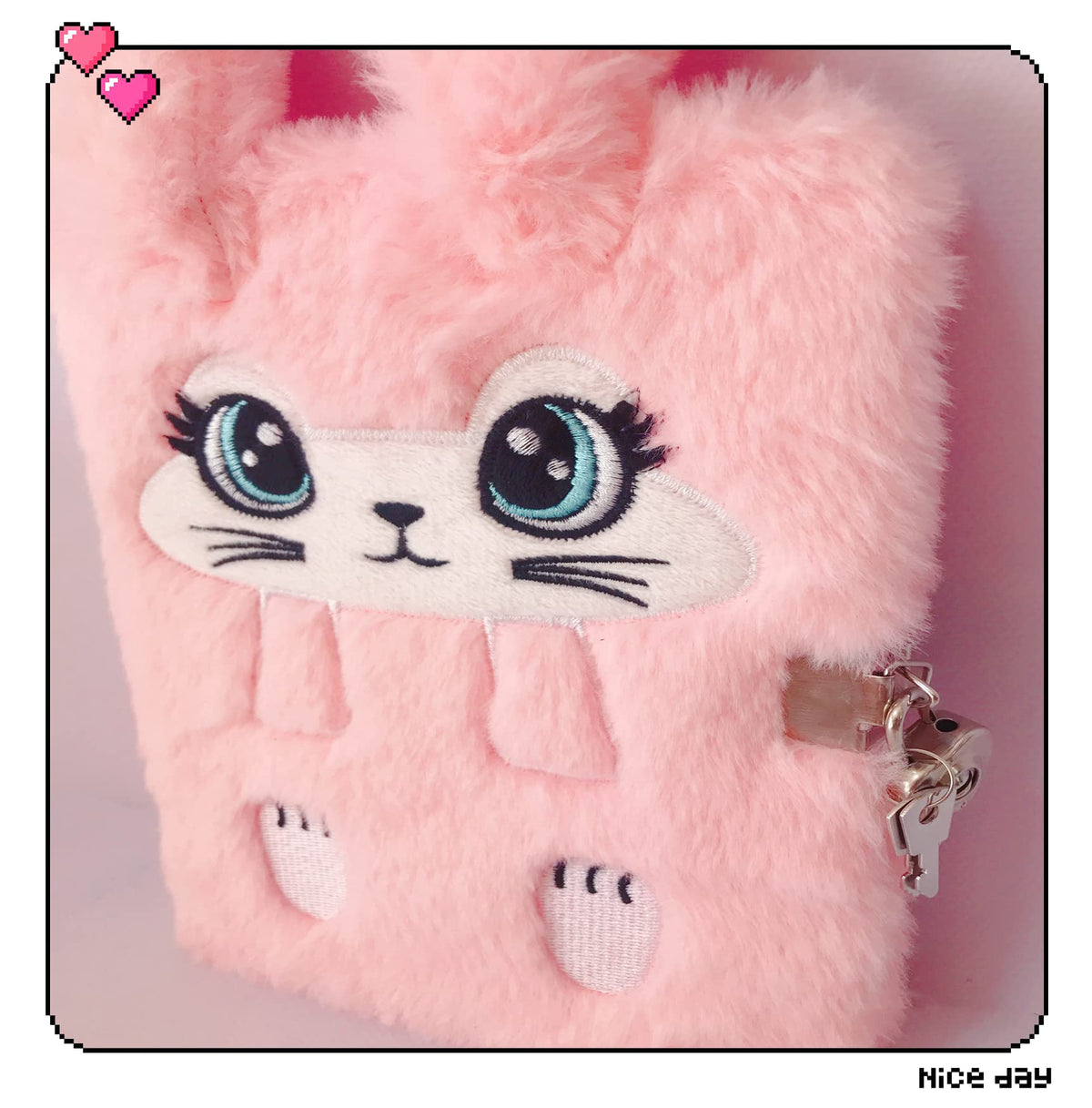 Luolizon Bunny Diary with Lock – Cute Fuzzy Journal for Girls (Ages 8-12) + Carrot Pens