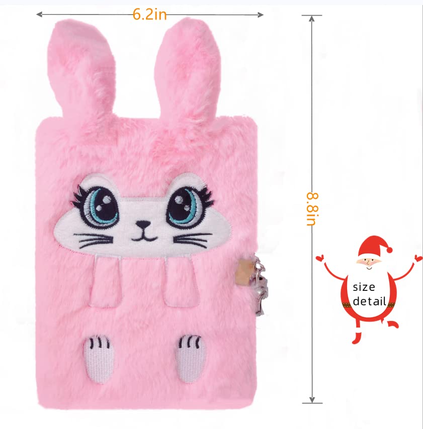 Luolizon Bunny Diary with Lock – Cute Fuzzy Journal for Girls (Ages 8-12) + Carrot Pens