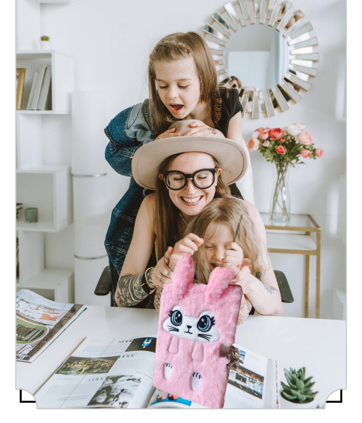 Luolizon Bunny Diary with Lock – Cute Fuzzy Journal for Girls (Ages 8-12) + Carrot Pens