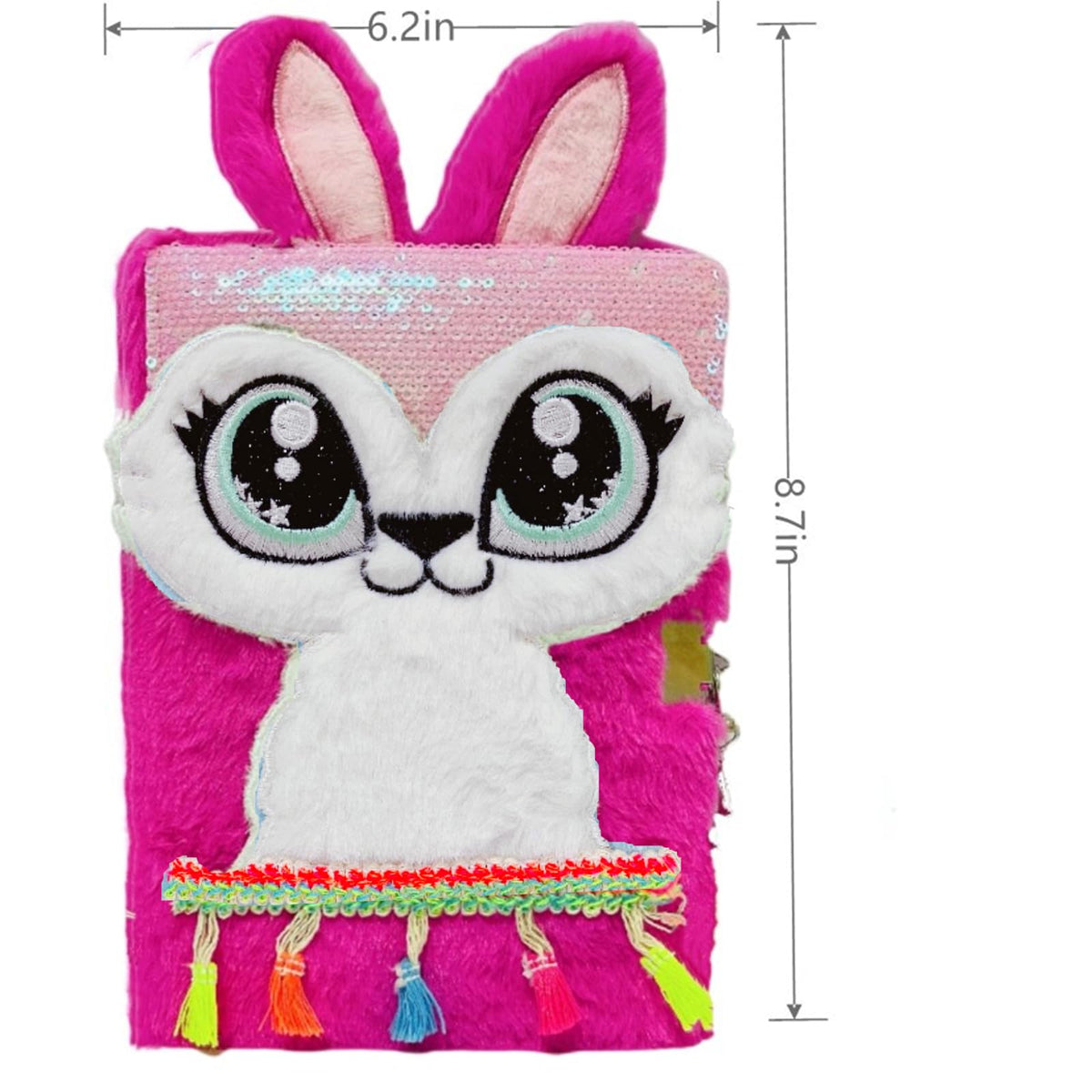 Luolizon Plush Bunny Diary for Girls with Lock – A5 Journal Gift Set with Multicolored Pen (Red)