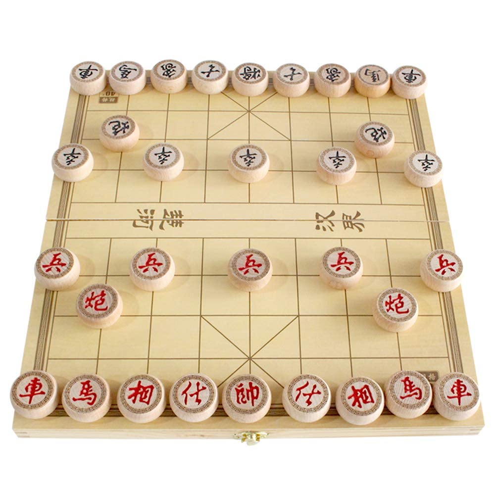 Luoyer 14 Inch Wooden Foldable Xiangqi Travel Game Set | Beechwood Chinese Chess, Portable Strategy Board