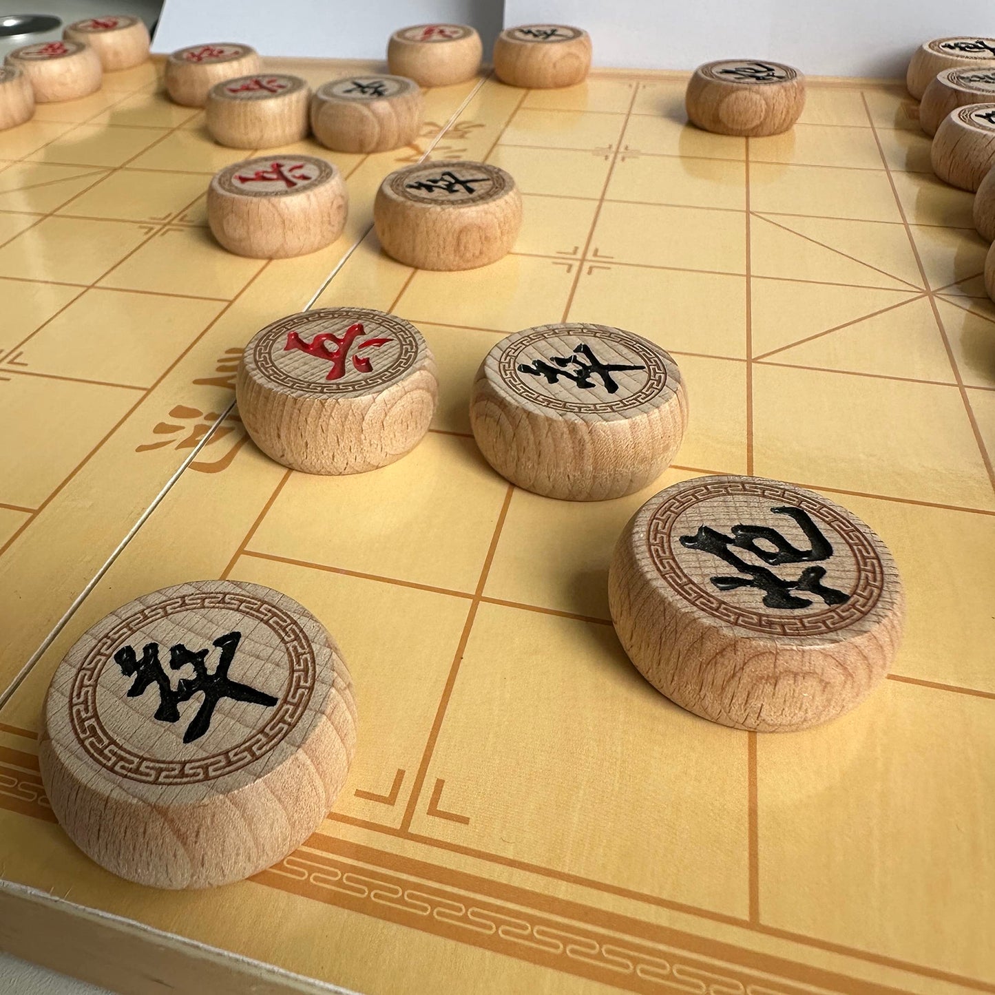 Luoyer 14 Inch Wooden Foldable Xiangqi Travel Game Set | Beechwood Chinese Chess, Portable Strategy Board