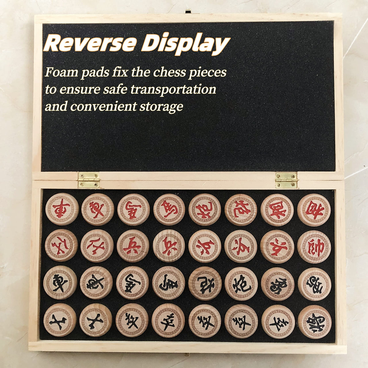 Luoyer 14 Inch Wooden Foldable Xiangqi Travel Game Set | Beechwood Chinese Chess, Portable Strategy Board
