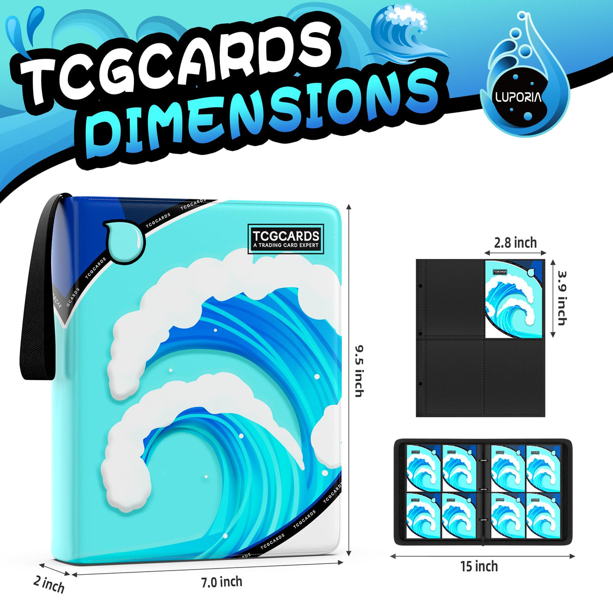Luporia Trading Card Binder 4-Pocket, 400 Card Capacity, Water-Resistant PU Cover
