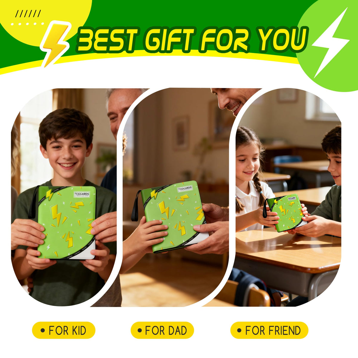 Luporia Trading Card Binder 400-Pocket Capacity with 50 Removable Sleeves (Green)