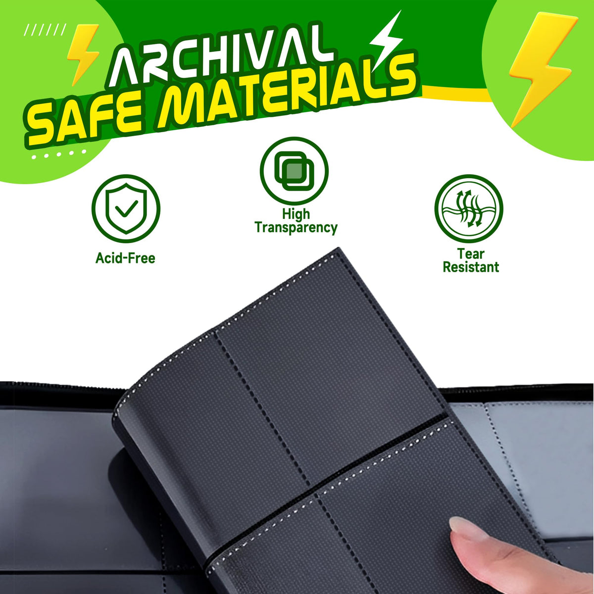 Luporia Trading Card Binder 400-Pocket Capacity with 50 Removable Sleeves (Green)