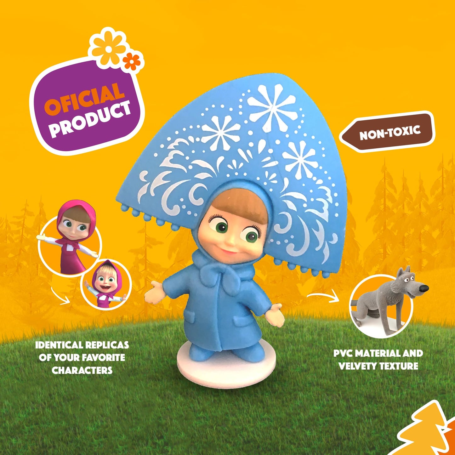 LUPPA Masha and The Bear Playset: Premium Velvety Figurines in a Tin Lunchbox