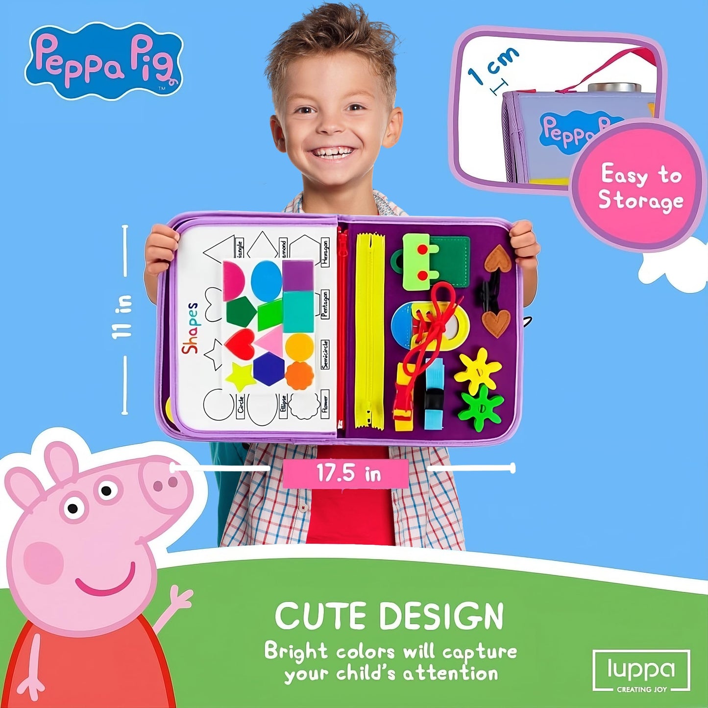 LUPPA Peppa Pig Toddler Busy Board – Montessori Toys for 1–4 Years