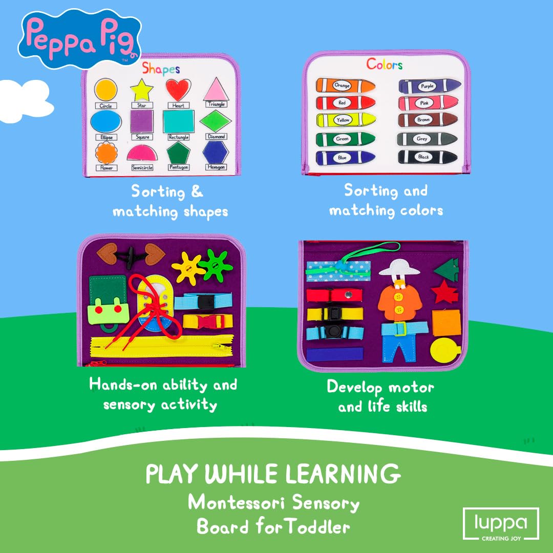LUPPA Peppa Pig Toddler Busy Board – Montessori Toys for 1–4 Years