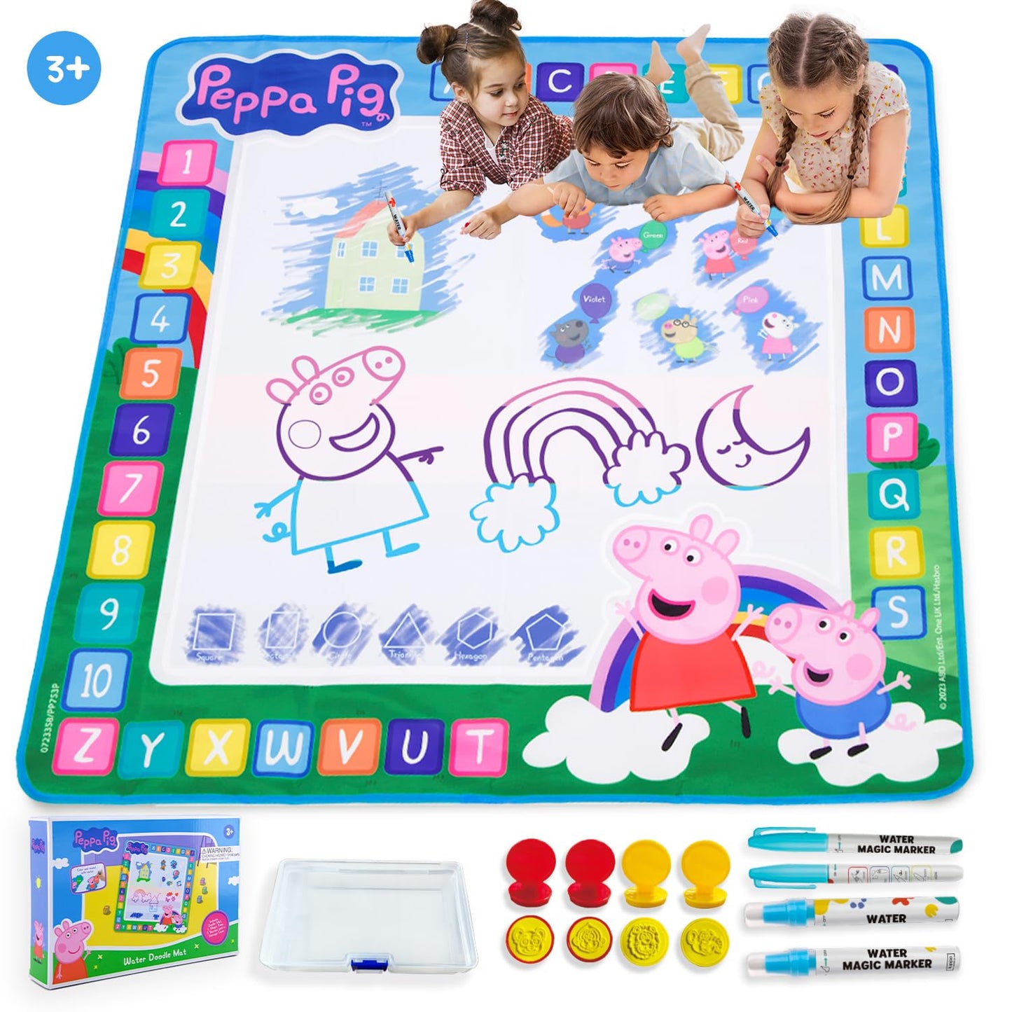 LUPPA Peppa Pig Water Doodle Mat - Mess-Free, Reusable 100cm x 100cm for Kids 3+