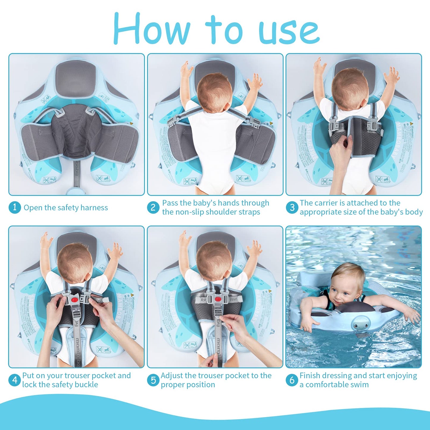 Lurui Baby Floats with Canopy • Non-Inflatable Pool Float for 3–24 Months (13–40 lb)