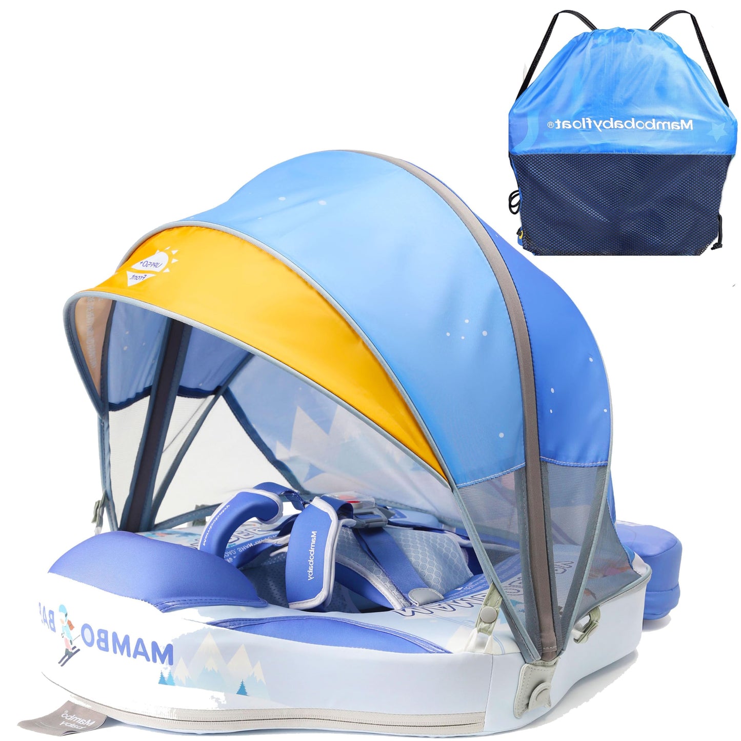 Lurui Baby Float with Canopy - UPF 50+ Sun Protection, Non-Inflatable Infant Pool Float (3-24 Months)